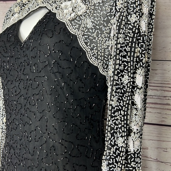 Laurence Kazar beaded cocktail dress - Picture 2 of 6